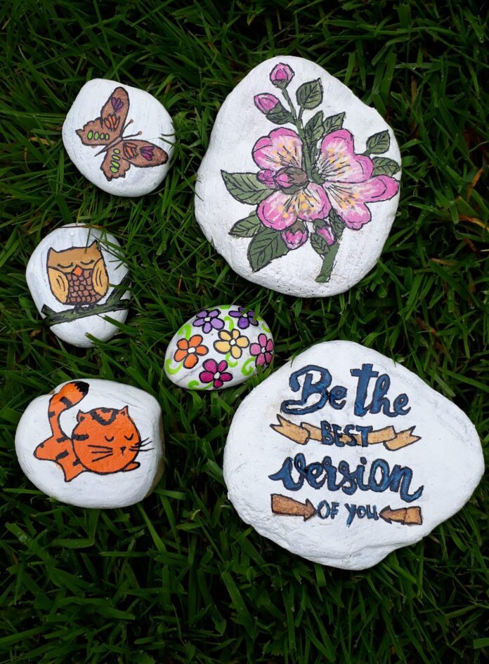hoe je happy stones maakt met stempels