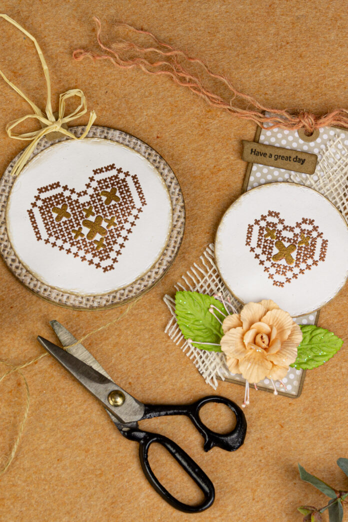 embossing borduren kaarten maken label