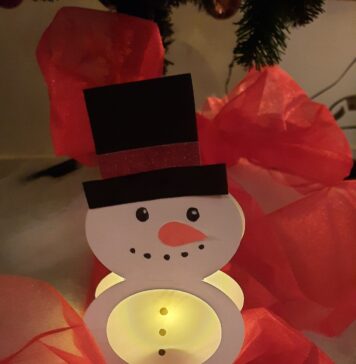Kerstkaart sneeuwpop als lichtje kerstkaart sneeuwpop als lichtje