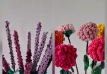 Bloemen haken 2 – Dahlia en lange Lavendel bloemen haken 2 - dahlia en lange lavendel