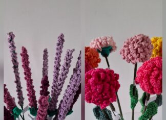 Bloemen haken 2 – Dahlia en lange Lavendel bloemen haken 2 - dahlia en lange lavendel