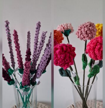 Bloemen haken 2 – Dahlia en lange Lavendel bloemen haken 2 - dahlia en lange lavendel