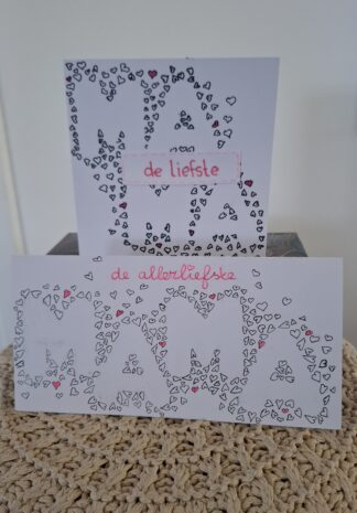 moederdagkaart met hartjes