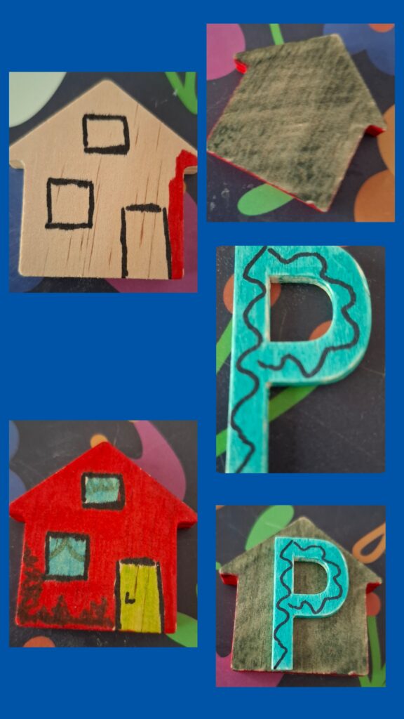 houten huisje sleutelhanger