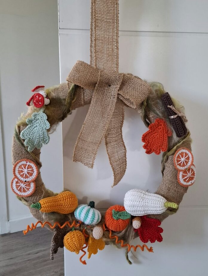 herfstkrans met pompoenen